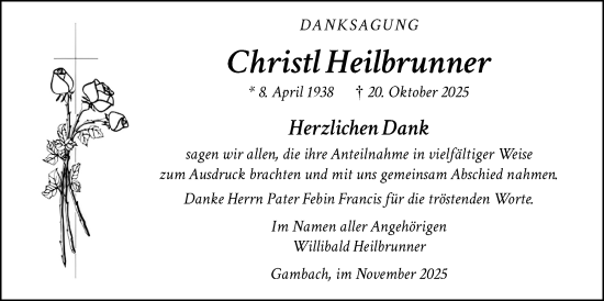 Traueranzeige von Christl Heilbrunner von Butzbacher Zeitung