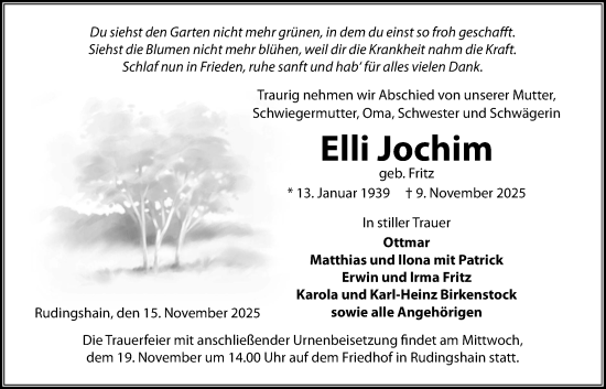 Traueranzeige von Elli Jochim von Kreis-Anzeiger