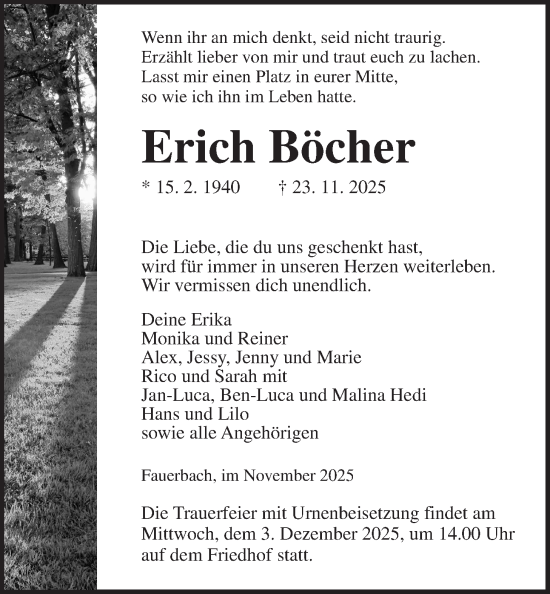 Traueranzeige von Erich Böcher von Kreis-Anzeiger