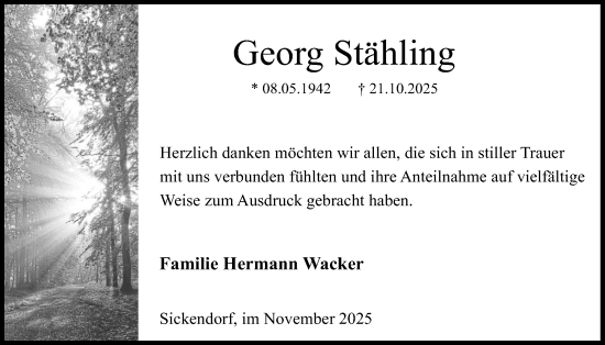 Traueranzeige von Georg Stähling von Lauterbacher Anzeiger