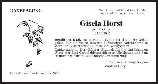 Traueranzeige von Gisela Horst von Mücker Stimme