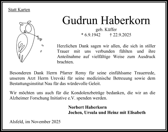 Traueranzeige von Gudrun Haberkorn von Oberhessische Zeitung
