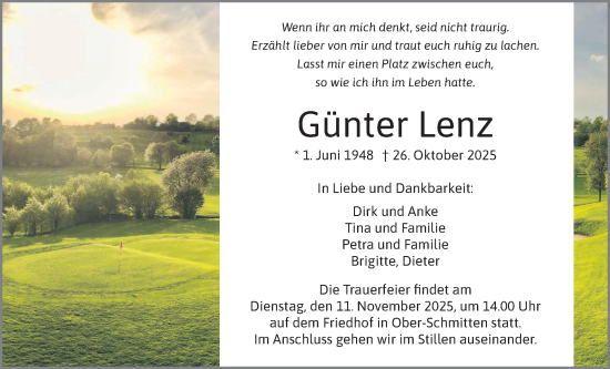 Traueranzeige von Günter Lenz von Kreis-Anzeiger