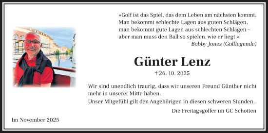 Traueranzeige von Günter Lenz von Kreis-Anzeiger