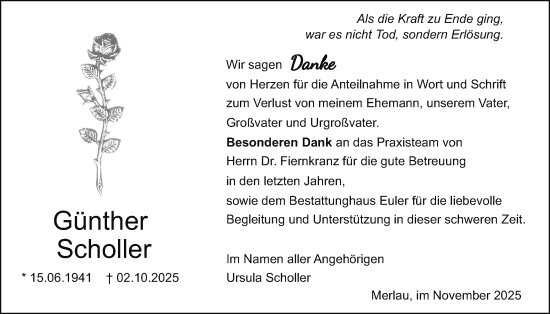 Traueranzeige von Günther Scholler von Mücker Stimme