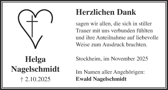 Traueranzeige von Helga Nagelschmidt von Kreis-Anzeiger