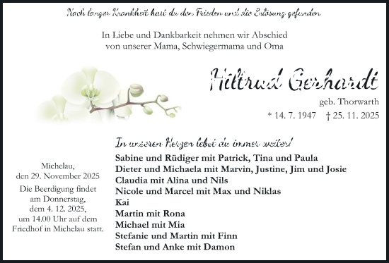 Traueranzeige von Hiltrud Gerhardt von Kreis-Anzeiger