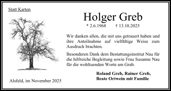 Traueranzeige von Holger Greb 