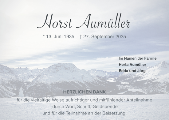 Traueranzeige von Horst Aumüller von Wetterauer Zeitung