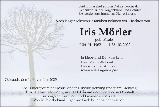 Traueranzeige von Iris Mörler von Wetterauer Zeitung