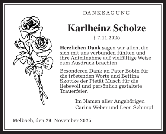 Traueranzeige von Karlheinz Scholze von Wetterauer Zeitung