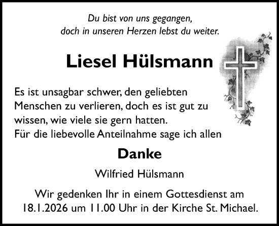 Traueranzeige von Liesel Hülsmann von Wetterauer Zeitung