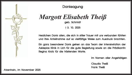 Traueranzeige von Margott Elisabeth Theiß von Giessener Allgemeine, Alsfelder Allgemeine
