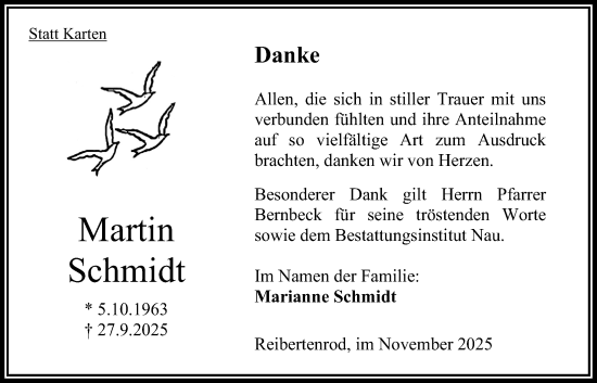 Traueranzeige von Martin Schmidt von Oberhessische Zeitung