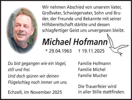 Traueranzeige von Michael Hofmann von Wetterauer Zeitung