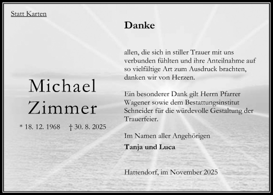 Traueranzeige von Michael Zimmer von Oberhessische Zeitung