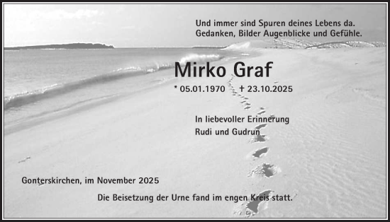 Traueranzeige von Mirko Graf von Laubacher Anzeiger