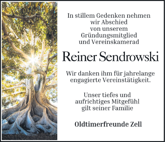 Traueranzeige von Reiner Sendrowski von Oberhessische Zeitung, 