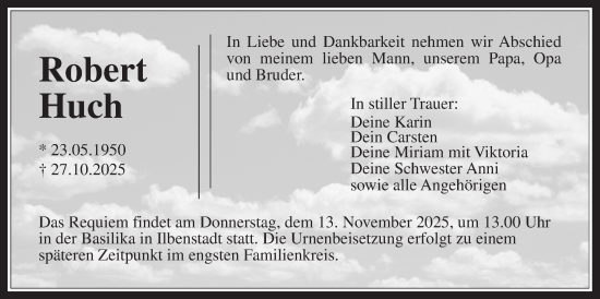 Traueranzeige von Robert Huch von Wetterauer Zeitung