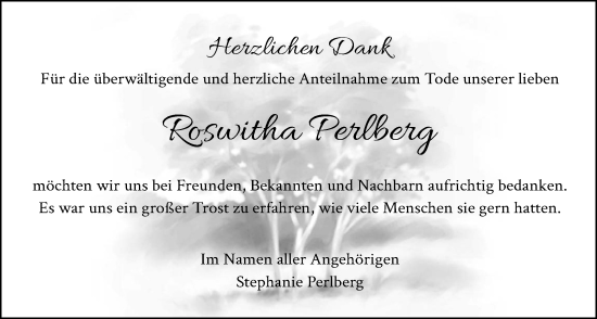 Traueranzeige von Roswitha Perlberg von Wetterauer Zeitung