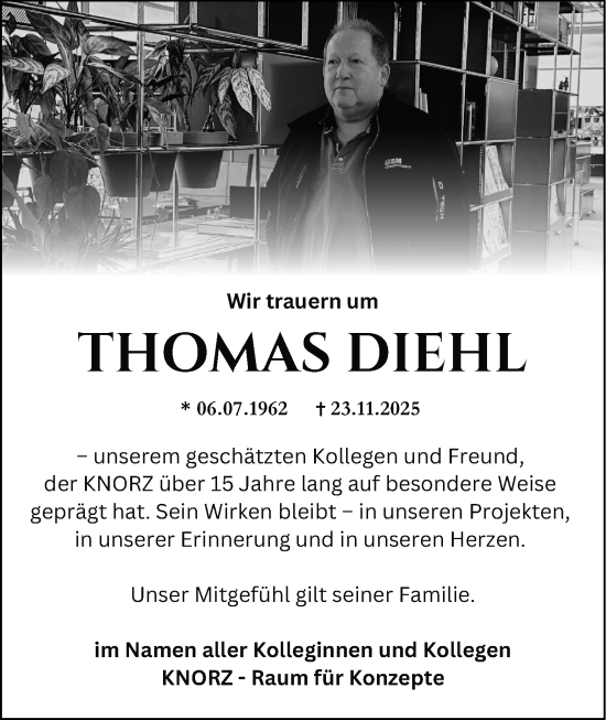 Traueranzeige von Thomas Diehl von Giessener Allgemeine, Alsfelder Allgemeine, Giessener Anzeiger