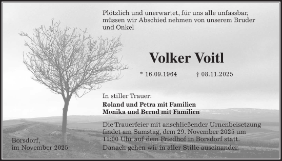Traueranzeige von Volker Voitl von Kreis-Anzeiger