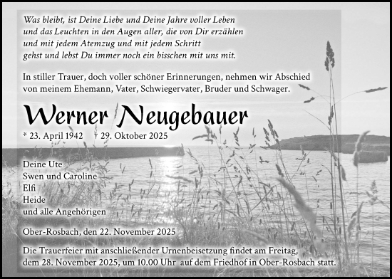 Traueranzeige von Werner Neugebauer von Wetterauer Zeitung