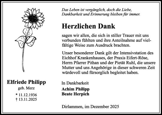 Traueranzeige von Elfriede Philipp von Lauterbacher Anzeiger