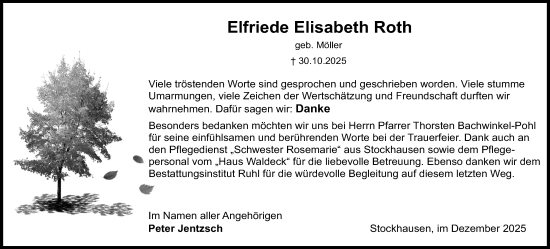 Traueranzeige von Elfriede Elisabeth Roth von Lauterbacher Anzeiger