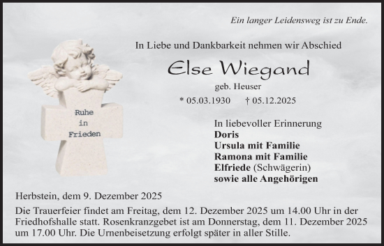 Traueranzeige von Else Wiegand von Lauterbacher Anzeiger