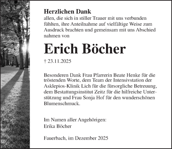 Traueranzeige von Erich Böcher von Kreis-Anzeiger