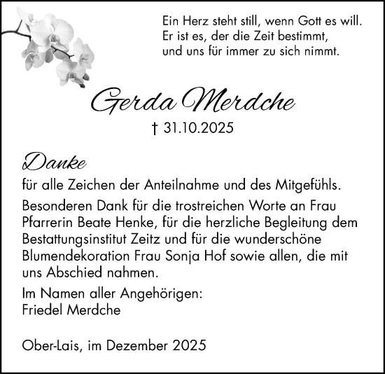 Traueranzeige von Gerda Merdche von Kreis-Anzeiger