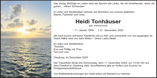 Traueranzeige von Heidi Tonhäuser von Butzbacher Zeitung