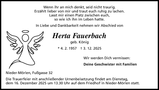 Traueranzeige von Herta Fauerbach von Wetterauer Zeitung