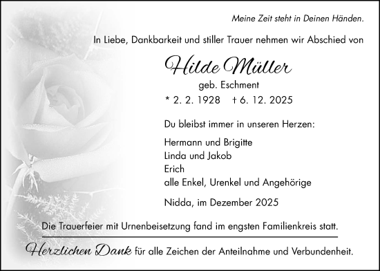 Traueranzeige von Hilde Müller von Kreis-Anzeiger