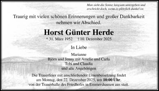 Traueranzeige von Horst Günter Herde von Usinger Anzeigenblatt