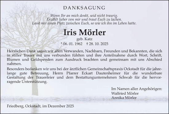 Traueranzeige von Iris Mörler von Wetterauer Zeitung