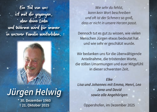 Traueranzeige von Jürgen Helwig von Butzbacher Zeitung, Wetterauer Zeitung