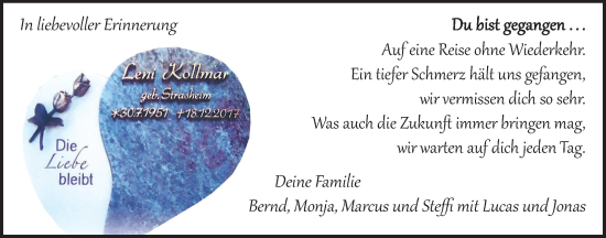Traueranzeige von Leni Kollmar von Butzbacher Zeitung