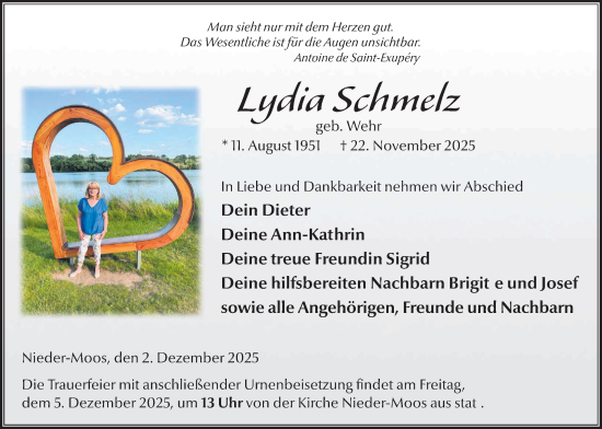 Traueranzeige von Lydia Schmelz von Lauterbacher Anzeiger
