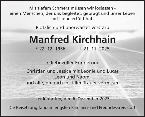 Traueranzeige von Manfred Kirchhain von Giessener Anzeiger