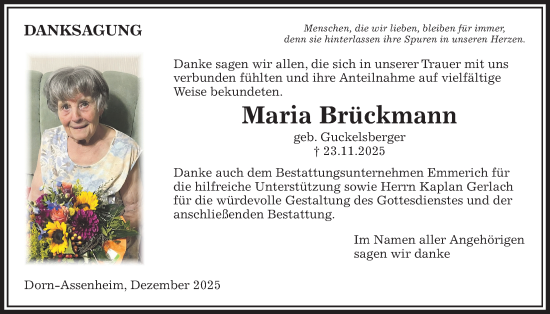 Traueranzeige von Maria Brückmann von Wetterauer Zeitung