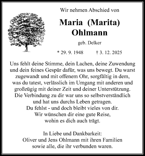 Traueranzeige von Maria Ohlmann von Wetterauer Zeitung