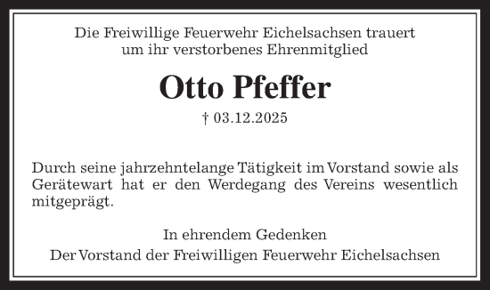 Traueranzeige von Otto Pfeffer von Kreis-Anzeiger