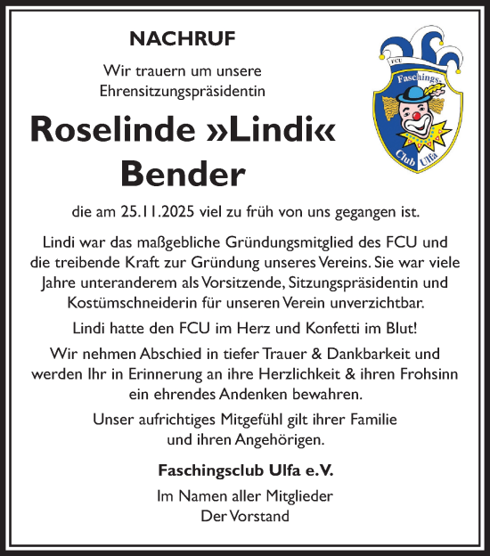 Traueranzeige von Roselinde Bender von Kreis-Anzeiger