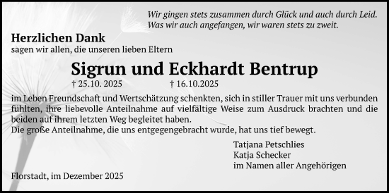 Traueranzeige von Sigrun Bentrup von Wetterauer Zeitung