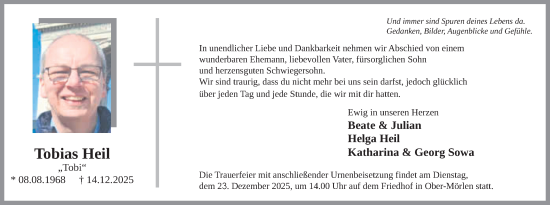 Traueranzeige von Tobias Heil von Wetterauer Zeitung