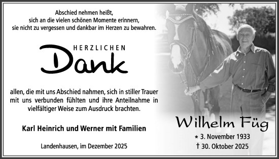 Traueranzeige von Wilhelm Füg von Lauterbacher Anzeiger