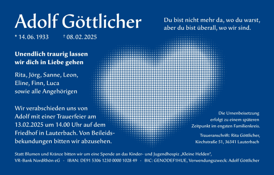 Traueranzeige von Adolf Göttlicher von Lauterbacher Anzeiger
