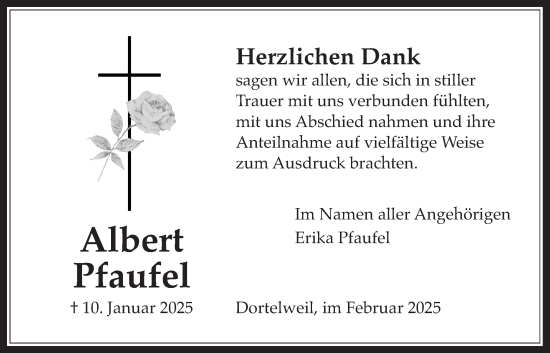 Traueranzeige von Albert Pfaufel von Bad Vilbel/Karben
